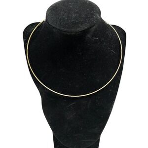 14K Solid Yellow Gold Twisted Rope Omega Chain Necklace 16 Inch 585 Italy Collar